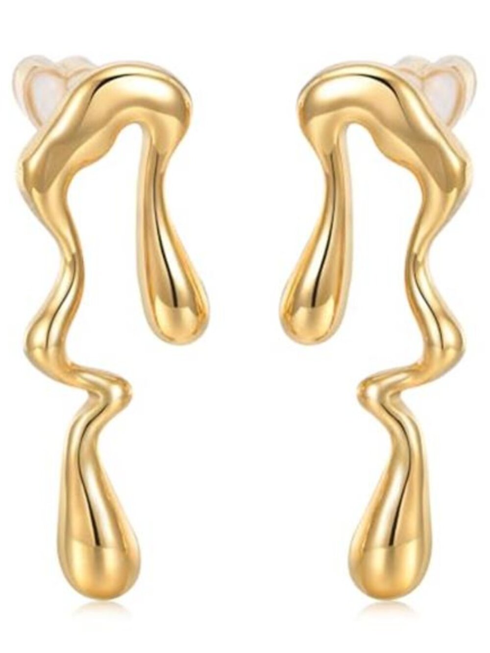 Womens Gold Studs Earrings, 14K Gold Plated Personality Big Stud
